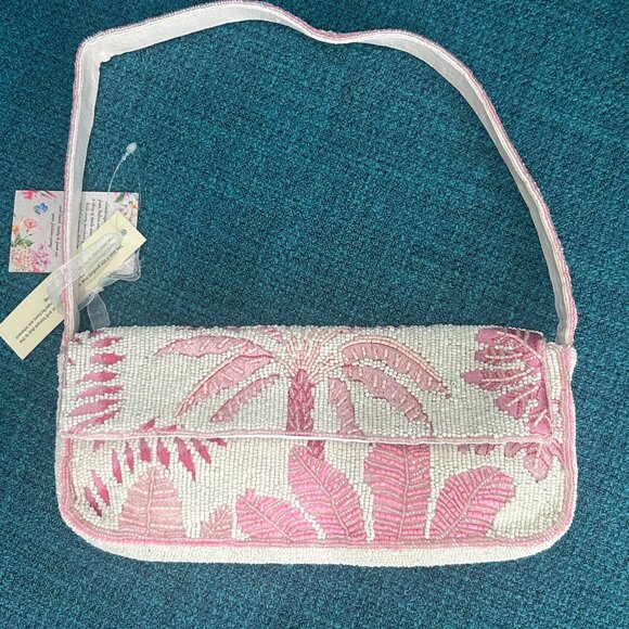 Beaded Palm Tree Tropical Bag Handcrafted in India RARE New Release NWT - Picture 1 of 4